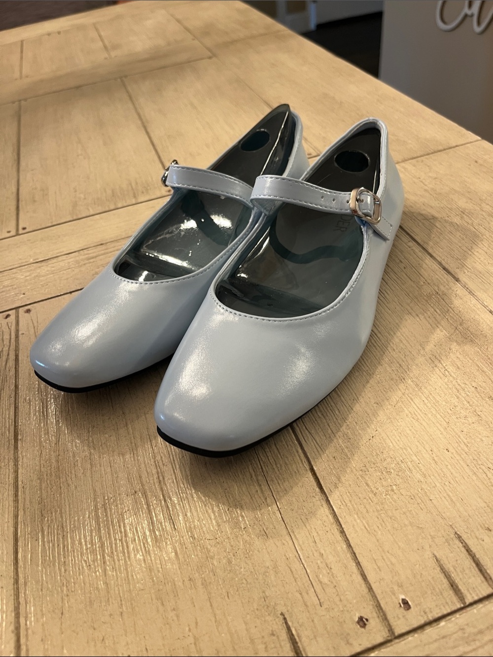 Cider Light Blue Mary Jane Flats with Buckle